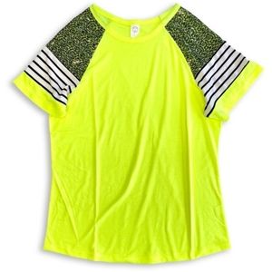 Elevated stripes top in neon green